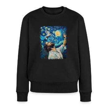 Jesus Weiße Taube Christliche Sternennacht Malerei - Frauen Premium Bio Pullover - Schwarz - Vorne - Julia (174cm)