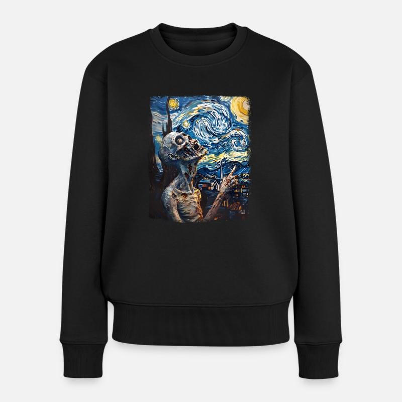 Peinture Zombie Nuit Étoilée - Pull Premium bio Femme - noir