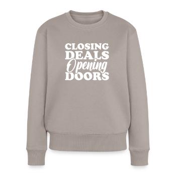 Immobilienmakler Haus Makler Hausmakler Immobilien - Frauen Premium Bio Pullover - Taupe - Vorne - Julia (174cm)