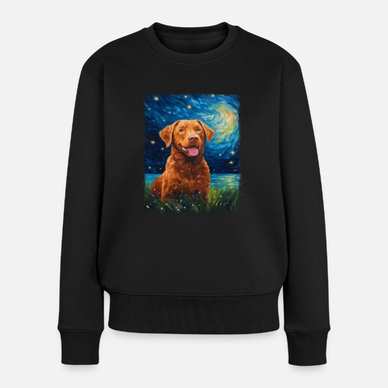 Chesapeake Bay Retriever Hund Sternennacht Gemälde - Frauen Premium Bio Pullover - Schwarz