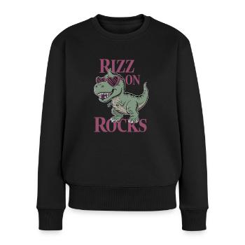 Rizzler Kultur Mit Dinosaurier Kunst Und T-Rex - Frauen Premium Bio Pullover - Schwarz - Vorne - Julia (174cm)