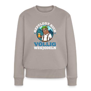 Gepflegt sich völlig wegjodeln - Frauen Premium Bio Pullover - Taupe - Vorne - Julia (174cm)