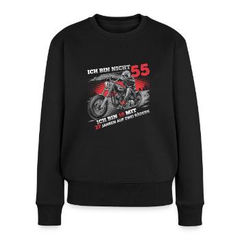 Ich bin nicht 55 Motorradfahrer Biker 55. - Frauen Premium Bio Pullover - Schwarz - Vorne - Julia (174cm)