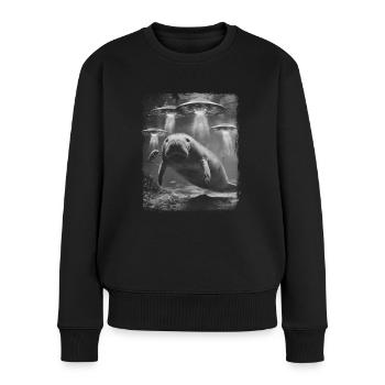 Manatee Floaty Potato UFO Alien Alien S - Women's Premium Organic Jumper - black - Front - Julia (174cm)