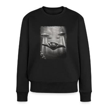 Mantarochen Stachelrochen UFO Alien Außerirdischer - Frauen Premium Bio Pullover - Schwarz - Vorne - Julia (174cm)