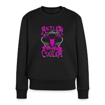 Bois de cerf Chasse aux bois de cerf Tante - Pull Premium bio Femme - noir - Devant - Julia (174cm)