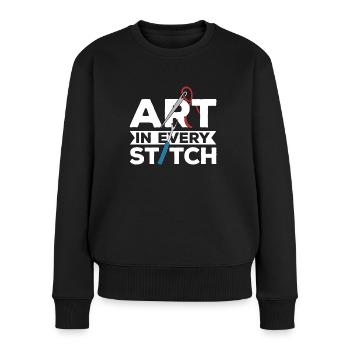 Sticken Sickerei Stickereimuster Kreuzstich - Frauen Premium Bio Pullover - Schwarz - Vorne - Julia (174cm)