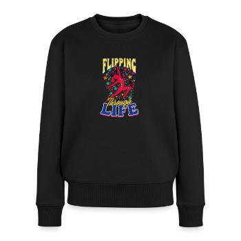Gymnastik auf dem Weg durchs Leben - Frauen Premium Bio Pullover - Schwarz - Vorne - Julia (174cm)
