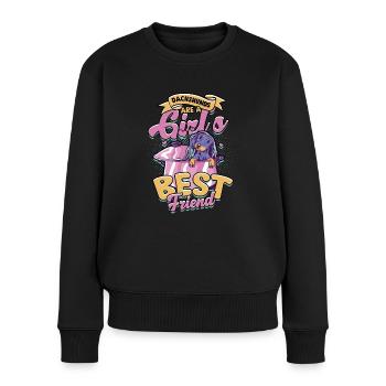 Teckel à poil dur - Pull Premium bio Femme - noir - Devant - Julia (174cm)
