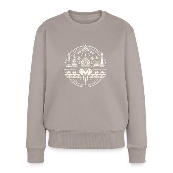Pagode spirituelle thaïlandaise pour éléphants Thaïlande - Pull Premium bio Femme - taupe - Devant - Julia (174cm)
