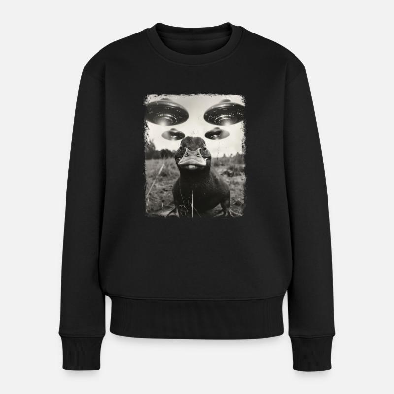 Schnabeltier UFO Alien Außerirdischer Selfie - Frauen Premium Bio Pullover - Schwarz