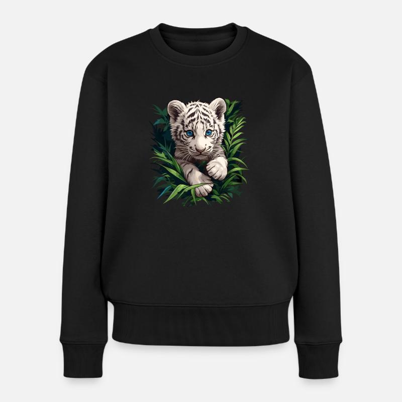 White Tiger Weiße Tiger Weißer Tiger - Frauen Premium Bio Pullover - Schwarz