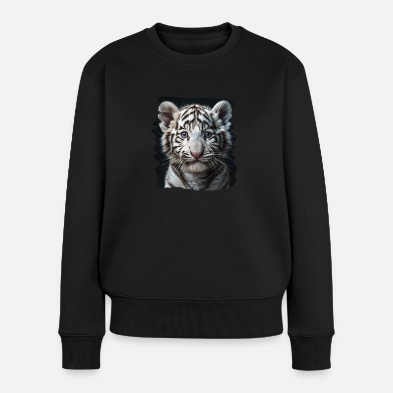White Tiger Weiße Tiger Weißer Tiger - Frauen Premium Bio Pullover - Schwarz