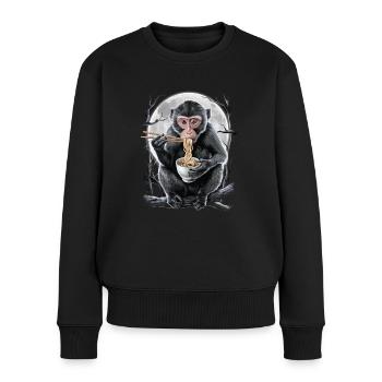 Affe - Frauen Premium Bio Pullover - Schwarz - Vorne - Julia (174cm)