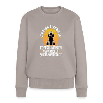 Transformez l’alcool en casse-tête - Pull Premium bio Femme - taupe - Devant - Julia (174cm)