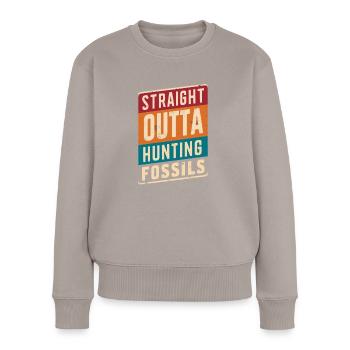 Straight Outta Chasse aux fossiles Géologie amusante - Pull Premium bio Femme - taupe - Devant - Julia (174cm)