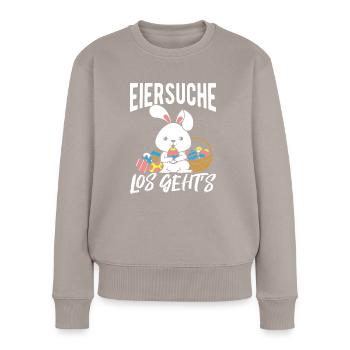 chasse aux œufs Let’s Go Pâques lapin de Pâques oeufs de Pâques Ki - Pull Premium bio Femme - taupe - Devant - Julia (174cm)