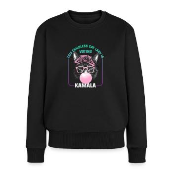 Kamala Harris & Tim Walz 2024 - Childless Cat Lady - Women's Premium Organic Jumper - black - Front - Julia (174cm)