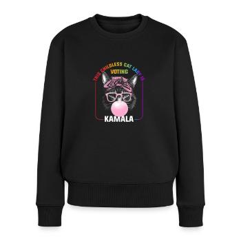Kamala Harris & Tim Walz 2024 - Childless Cat Lady - Women's Premium Organic Jumper - black - Front - Julia (174cm)