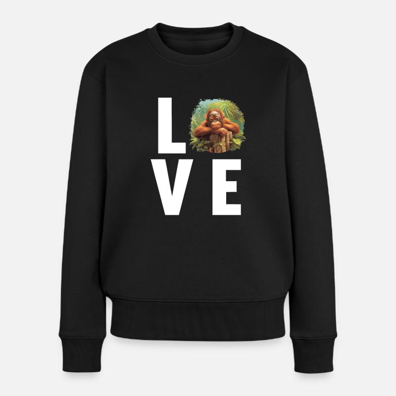 Orangutan Orang-Utans Orang-Utan - Frauen Premium Bio Pullover - Schwarz