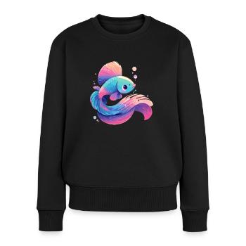 Bettas Betta Fisch Betta - Frauen Premium Bio Pullover - Schwarz - Vorne - Julia (174cm)