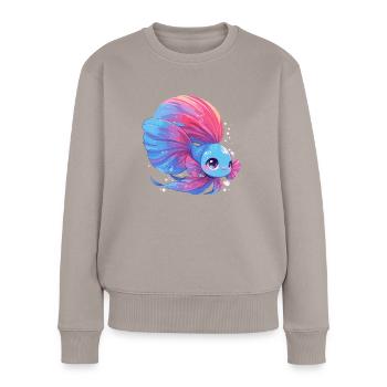 Bettas Betta Fisch Betta - Frauen Premium Bio Pullover - Taupe - Vorne - Julia (174cm)