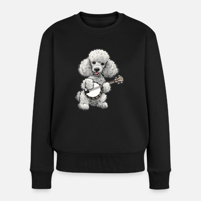 Pudelhund Bluegrass Banjo Spieler - Frauen Premium Bio Pullover - Schwarz