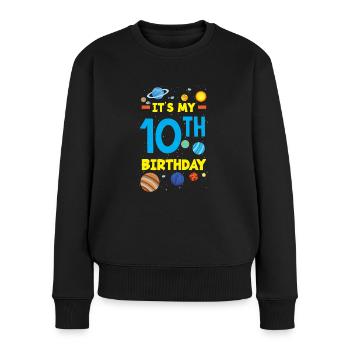 10. Geburtstag Jungen Astronaut Geburtstag - Frauen Premium Bio Pullover - Schwarz - Vorne - Julia (174cm)