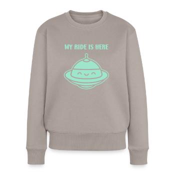 fliegende Untertasse - Frauen Premium Bio Pullover - Taupe - Vorne - Julia (174cm)