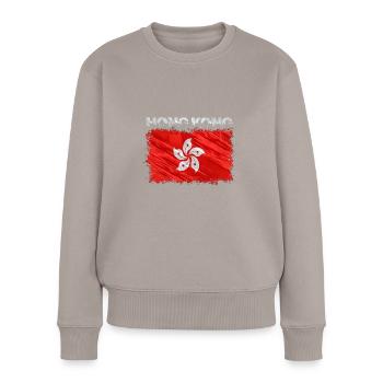 Hong Kong - Frauen Premium Bio Pullover - Taupe - Vorne - Julia (174cm)