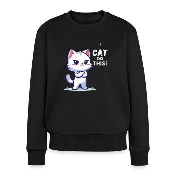JE CHAT fais ça ! Cadeau Chats Drôles - Pull Premium bio Femme - noir - Devant - Julia (174cm)