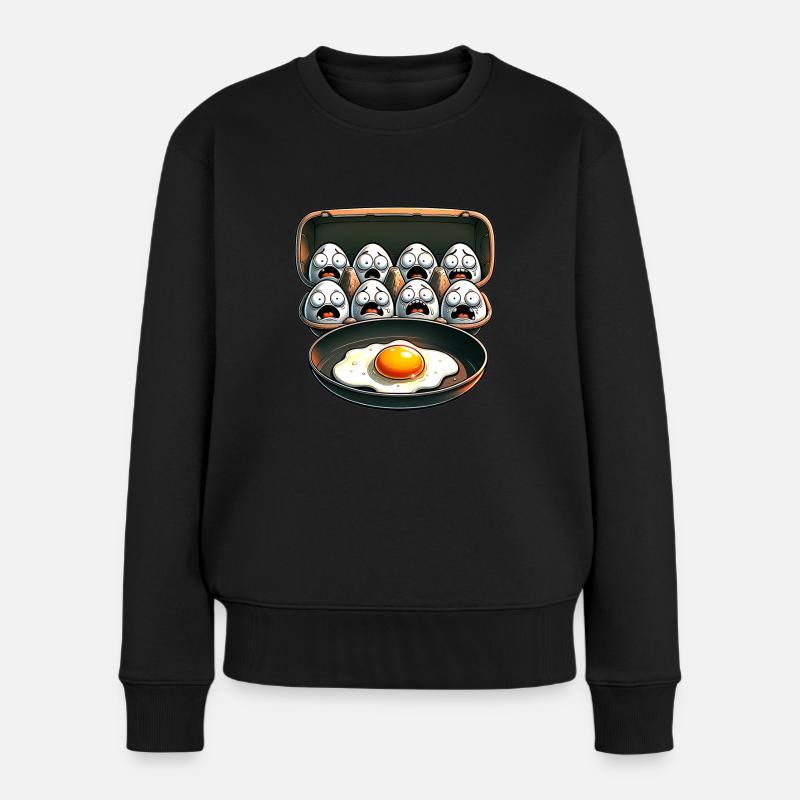 Lustiges Ei Wortspiel Cooles Spiegelei - Frauen Premium Bio Pullover - Schwarz