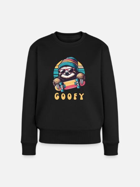 GOOFY Skater Faultier - lustiges Skater Outfit - Frauen Premium Bio Pullover - Schwarz