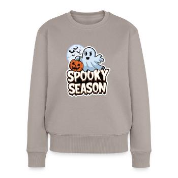 Cute Halloween Ghost Spooky Season Ghost - Frauen Premium Bio Pullover - Taupe - Vorne - Julia (174cm)