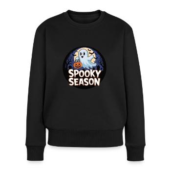 Cute Halloween Ghost Spooky Season Ghost - Frauen Premium Bio Pullover - Schwarz - Vorne - Julia (174cm)