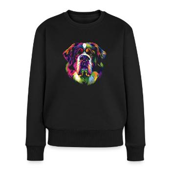 Chien de Saint-Bernard Popart - Pull Premium bio Femme - noir - Devant - Julia (174cm)