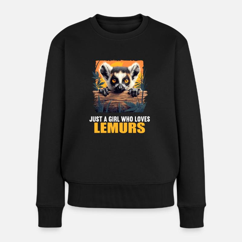 Lemuren Lemurs Lemur - Frauen Premium Bio Pullover - Schwarz