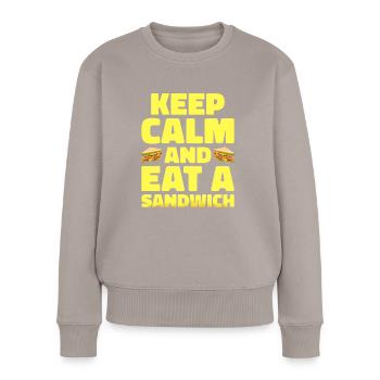 Sandwich Liebhaber Fast Food Liebhaber - Frauen Premium Bio Pullover - Taupe - Vorne - Julia (174cm)