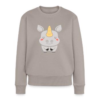 Nashorn - Frauen Premium Bio Pullover - Taupe - Vorne - Julia (174cm)