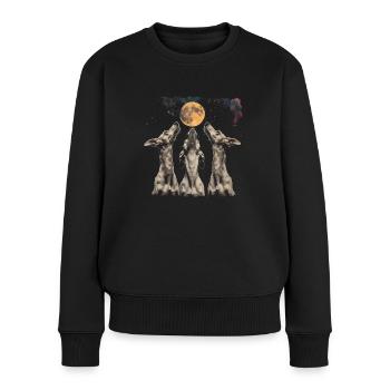 Italienischer Windhund Hund Heulender Mond - Frauen Premium Bio Pullover - Schwarz - Vorne - Julia (174cm)