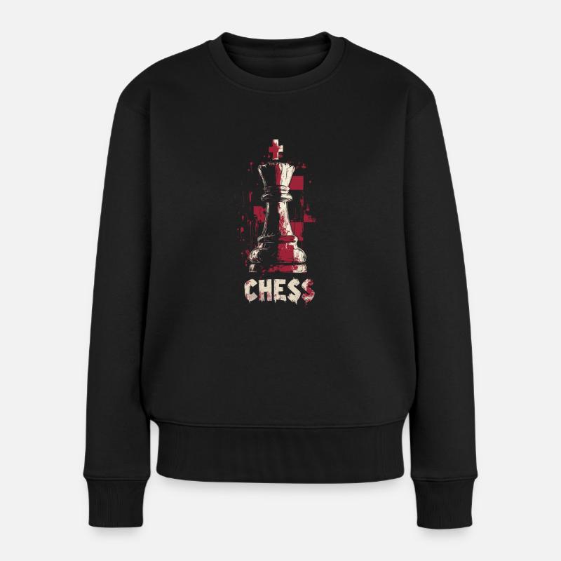 Königin Schach Meisterwerk Design - Frauen Premium Bio Pullover - Schwarz