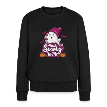 Halloween Ghost Funny Talk Spooky To Me - Frauen Premium Bio Pullover - Schwarz - Vorne - Julia (174cm)