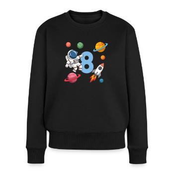 8. Geburtstag Jungen 8 Jahre Astronaut Geburtstag - Frauen Premium Bio Pullover - Schwarz - Vorne - Julia (174cm)