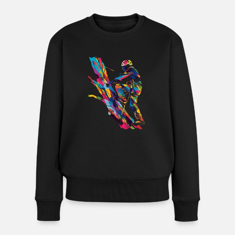 Baumklettern Baumkletterer Arborist Popart - Frauen Premium Bio Pullover - Schwarz