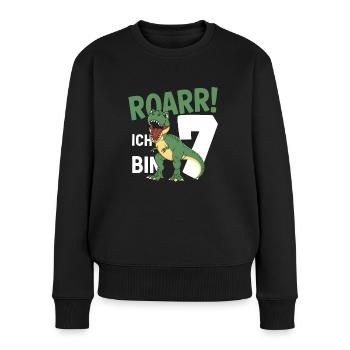 7th Birthday 7 Years Dino Dinosaur Fan - Women's Premium Organic Jumper - black - Front - Julia (174cm)