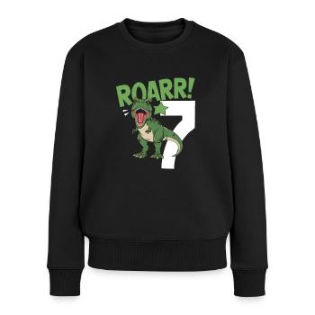 7th Birthday 7 Years Dino Dinosaur Fan - Women's Premium Organic Jumper - black - Front - Julia (174cm)