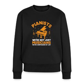 Pianisten Wir sind nicht nur Musiker, wir sind Komponisten - Frauen Premium Bio Pullover - Schwarz - Vorne - Julia (174cm)