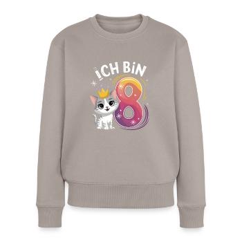 8. Geburtstag Katze Kätzchen Kindergeburtstag - Frauen Premium Bio Pullover - Taupe - Vorne - Julia (174cm)