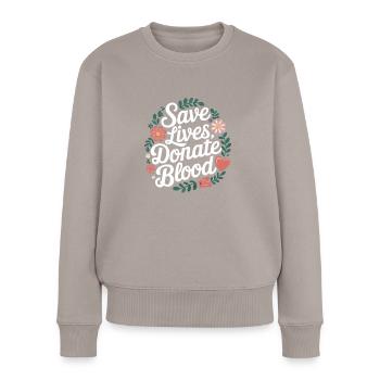 Blood and plasma donation - Women's Premium Organic Jumper - taupe - Front - Julia (174cm)