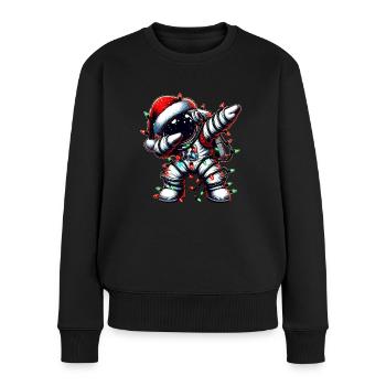 Tupfender Astronaut Niedlich Weihnachten Xmas - Frauen Premium Bio Pullover - Schwarz - Vorne - Julia (174cm)
